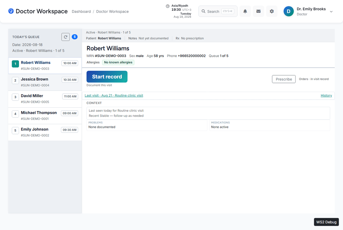 Doctor clinical workspace v2 screenshot